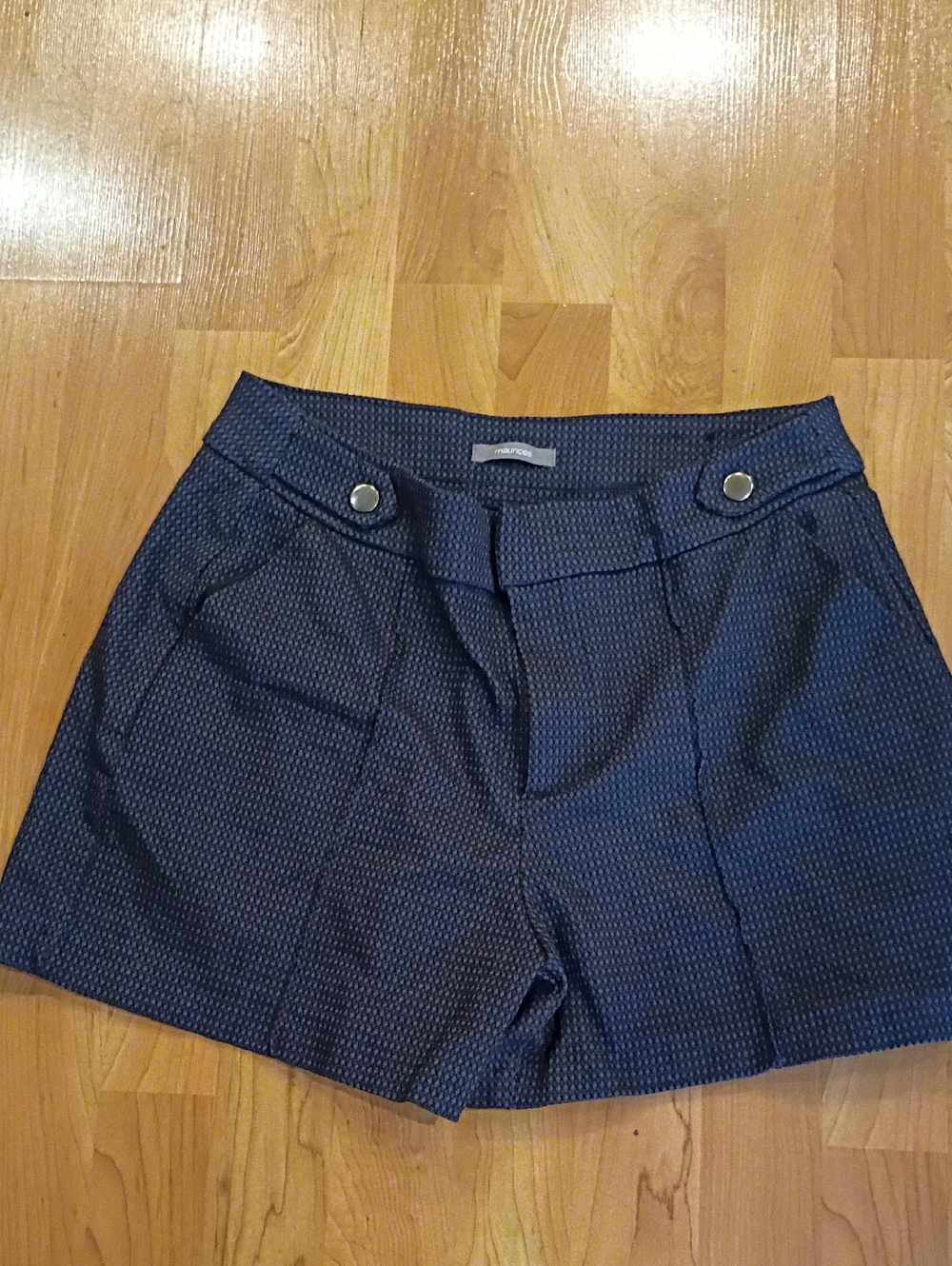 Maurices Navy Textured Bermuda Shorts with Button Waist